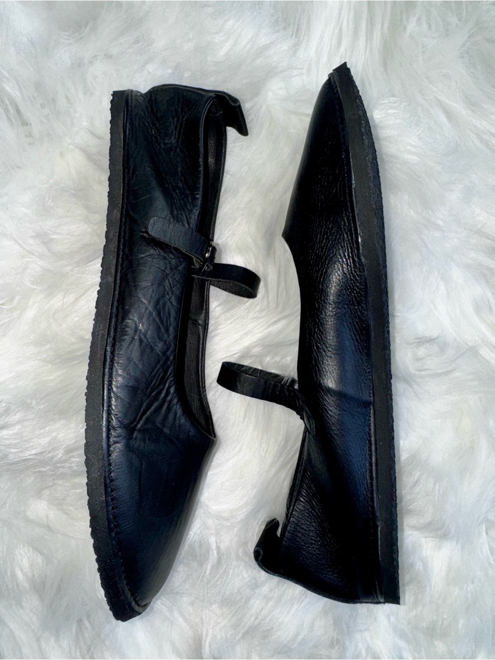 Intentionally Blank Anthropologie Classic Black Leather Mary Jane Flats Sz 38 EU - Picture 3 of 15